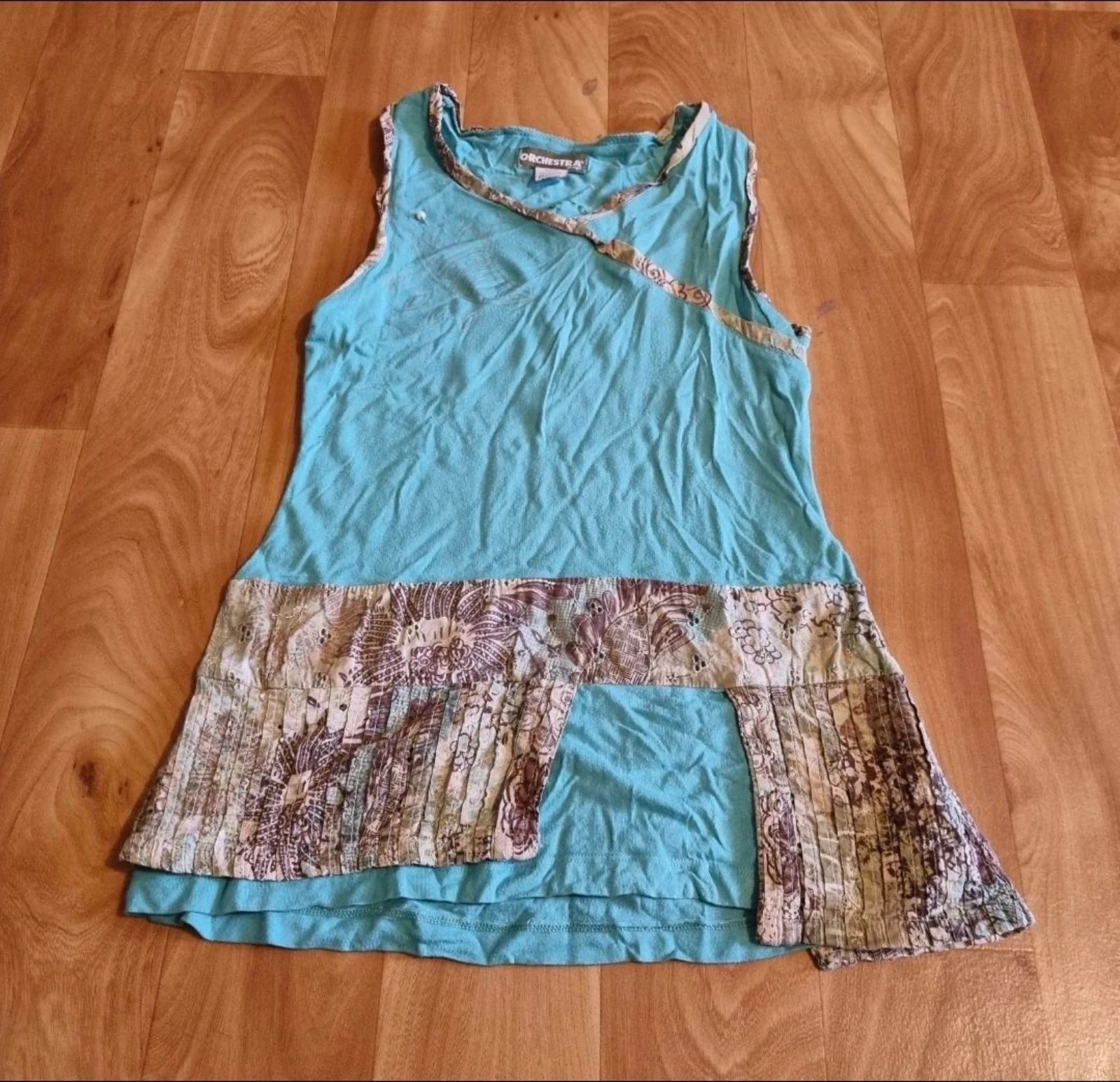 tunique fille bleu turquoise et marron orchestra taille 10ans